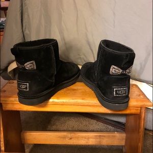 Ugg black booties with Silver bows